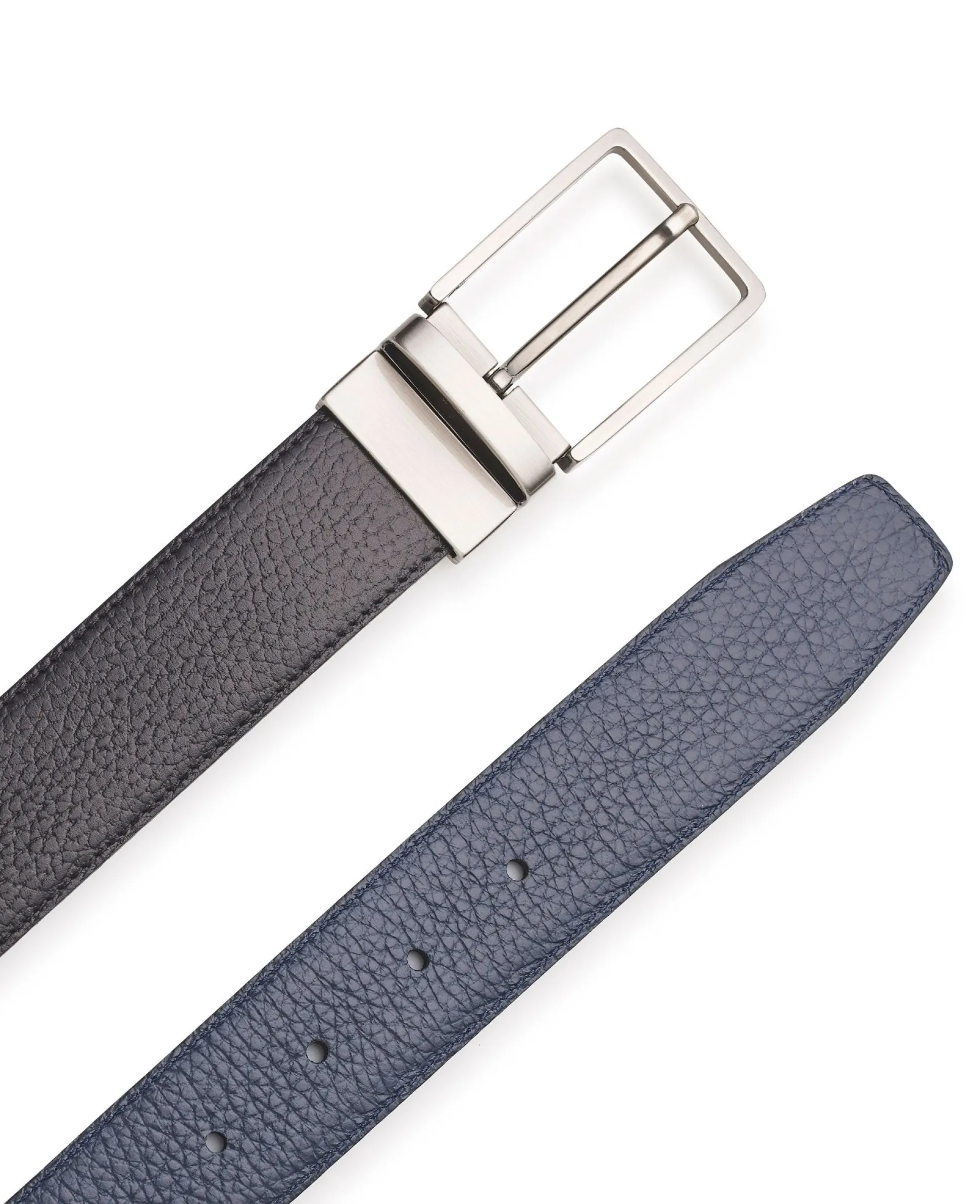 Navy Black Leather Reversible Belt