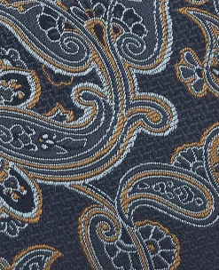 Navy Brown Paisley Silk Tie
