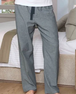 Navy Brushed Cotton Twill Herringbone Lounge Pants