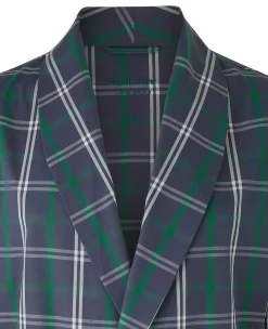 Navy Check Cotton Dressing Gown