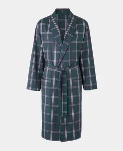 Navy Check Cotton Dressing Gown