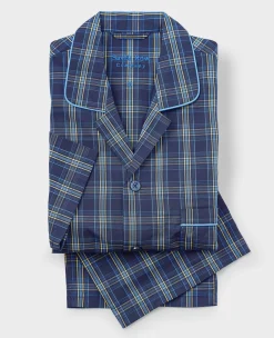 Navy Cotton Check Pyjamas