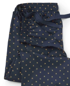 Navy Cotton Fleur De Lys Lounge Pants