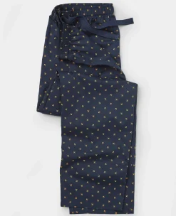 Navy Cotton Fleur De Lys Lounge Pants