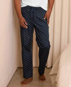 Navy Cotton Fleur De Lys Lounge Pants