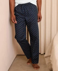 Navy Cotton Fleur De Lys Lounge Pants