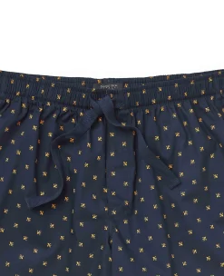 Navy Cotton Fleur De Lys Lounge Shorts