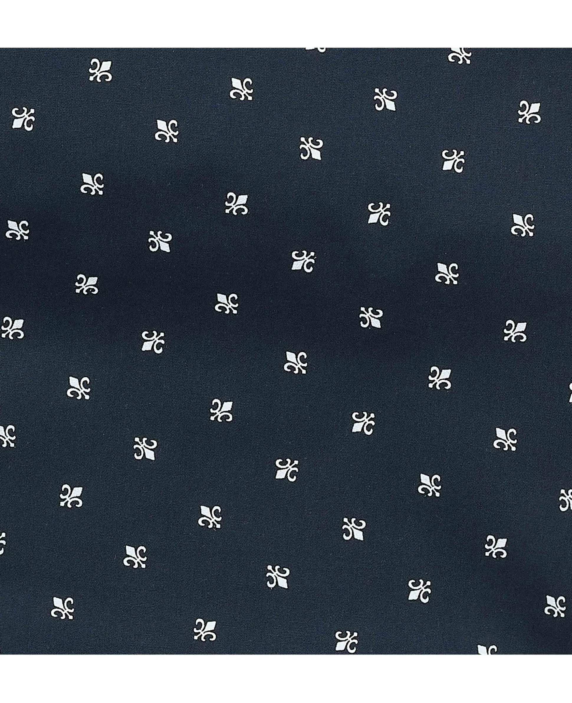Navy Cotton Fleur De Lys Print Lounge Pants