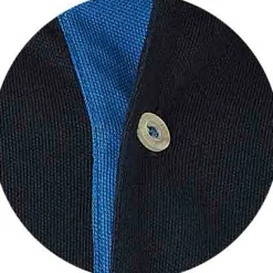 Navy Cotton Pique Long Sleeve Polo Shirt