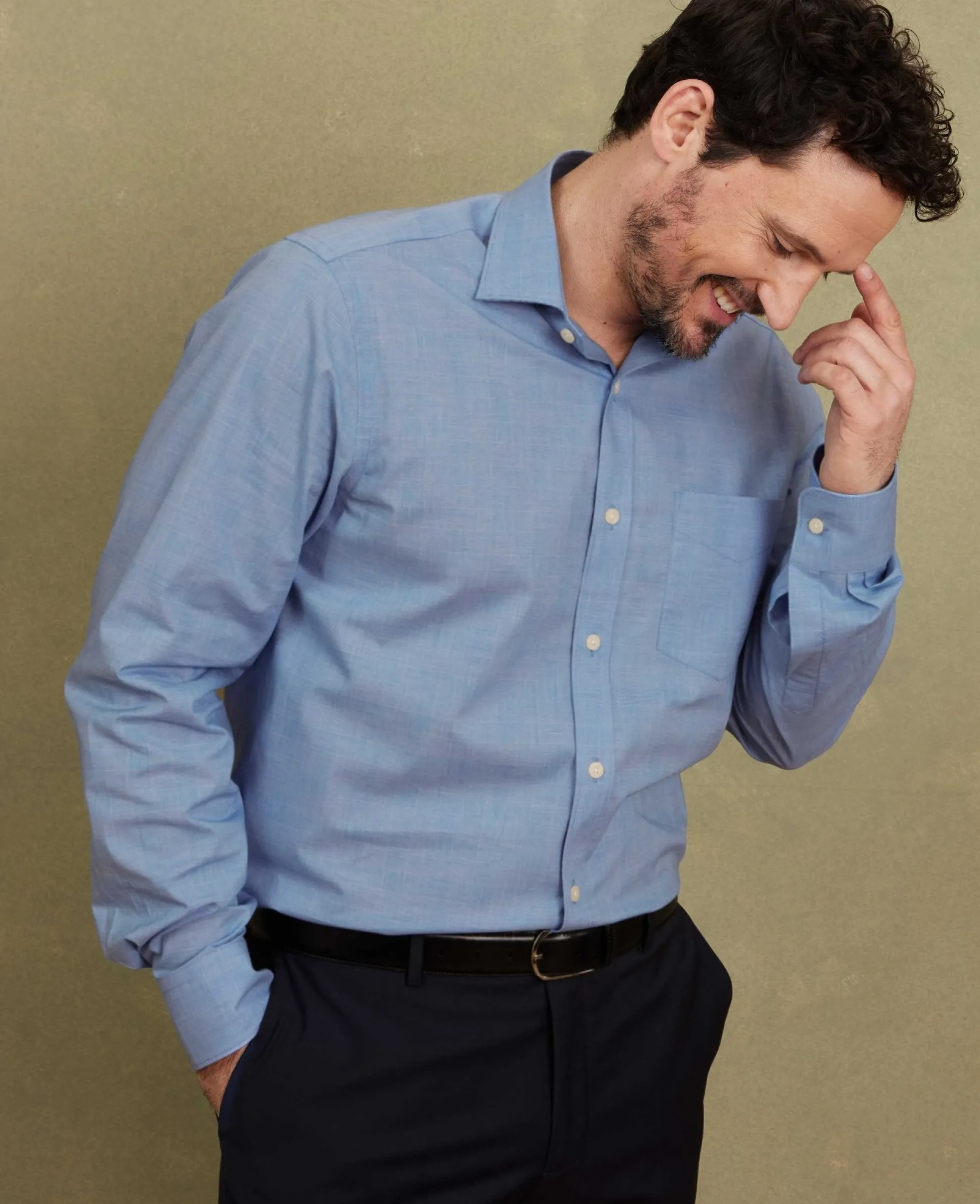 Navy Cotton Prince of Wales Check Classic Fit Formal Shirt - Single Cuff