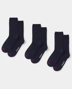 Navy Cotton Rich Three Pack Socks