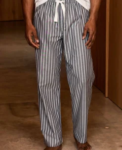 Navy Cotton Striped Lounge Pants