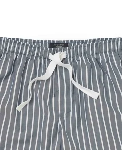 Navy Cotton Striped Lounge Shorts