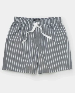 Navy Cotton Striped Lounge Shorts