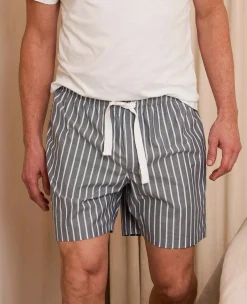 Navy Cotton Striped Lounge Shorts