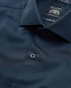 Navy Cotton Twill Classic Fit Smart-Casual Shirt - Single Cuff