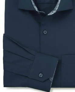 Navy Cotton Twill Classic Fit Smart-Casual Shirt - Single Cuff