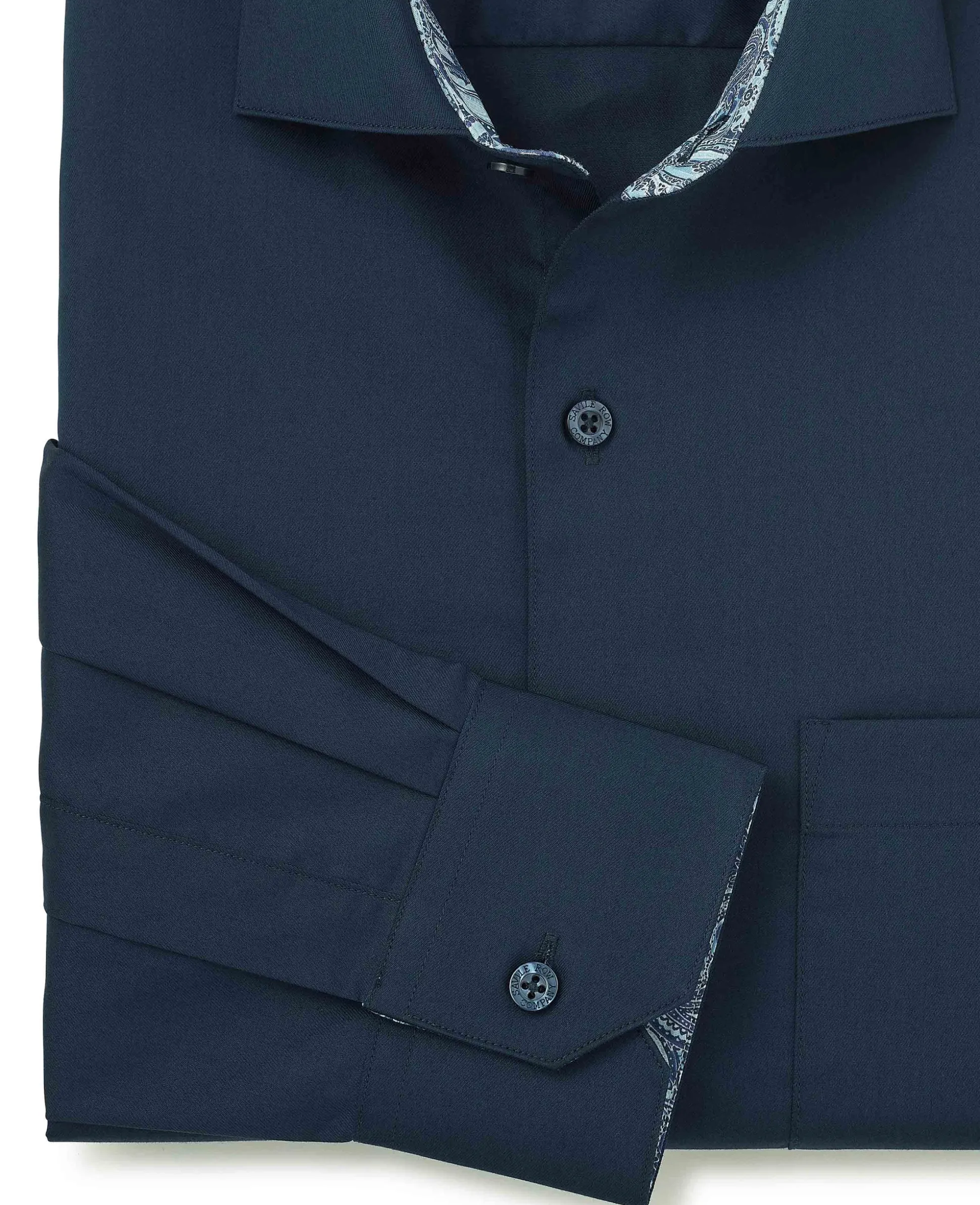 Navy Cotton Twill Classic Fit Smart-Casual Shirt - Single Cuff