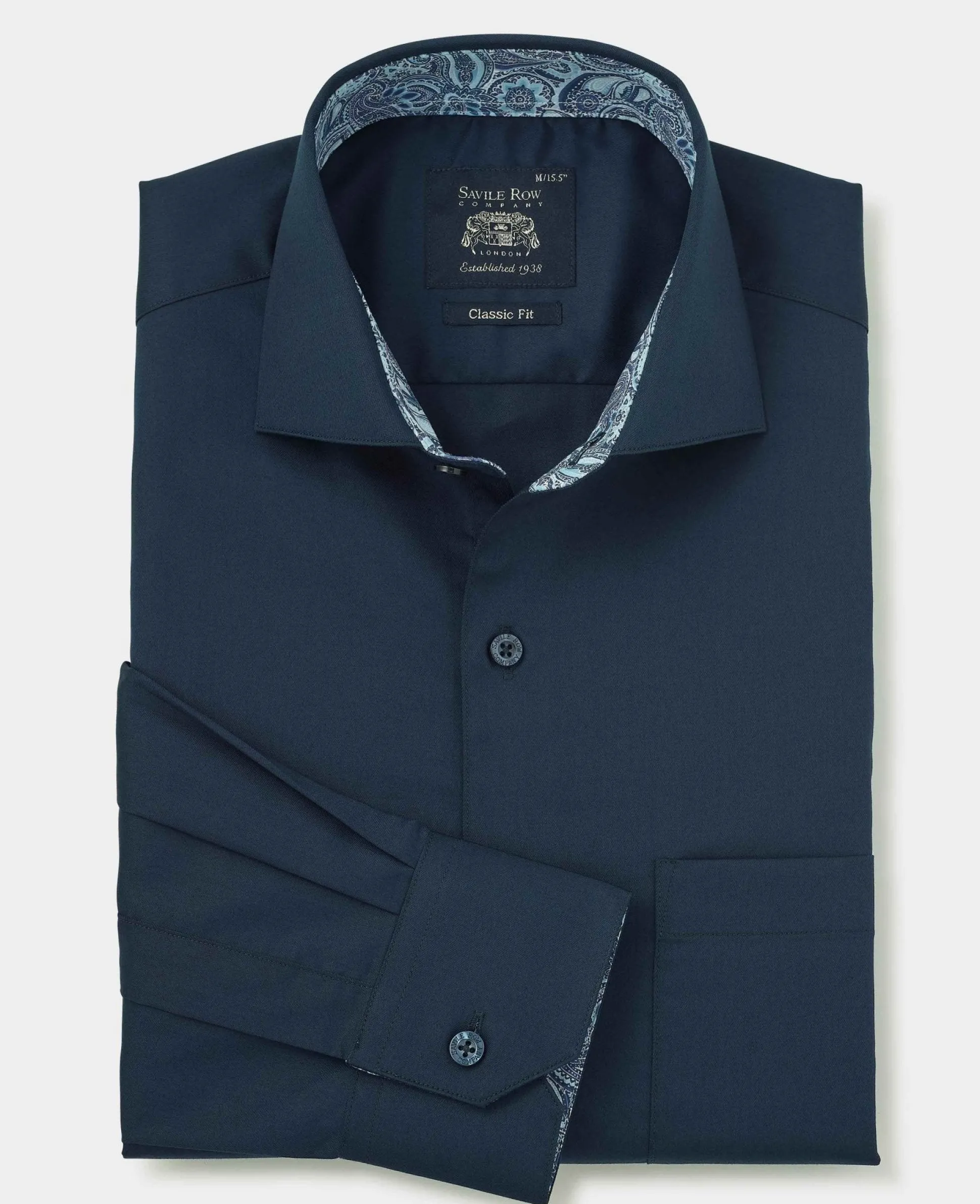 Navy Cotton Twill Classic Fit Smart-Casual Shirt - Single Cuff
