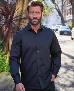Navy Cotton Twill Classic Fit Smart-Casual Shirt - Single Cuff