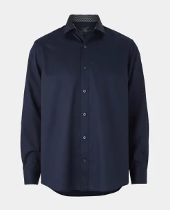 Navy Cotton Twill Classic Fit Smart-Casual Shirt - Single Cuff