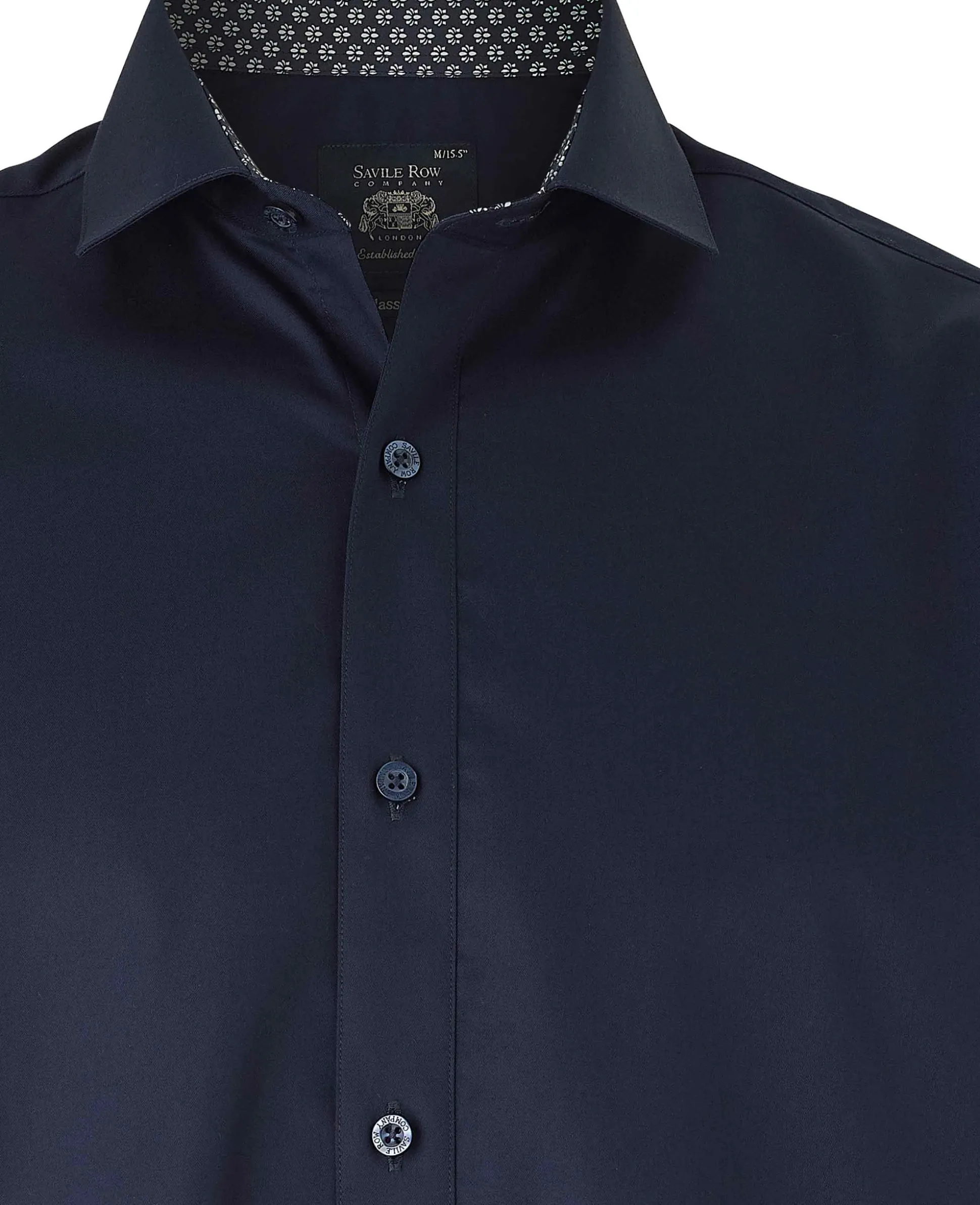 Navy Cotton Twill Classic Fit Smart-Casual Shirt - Single Cuff