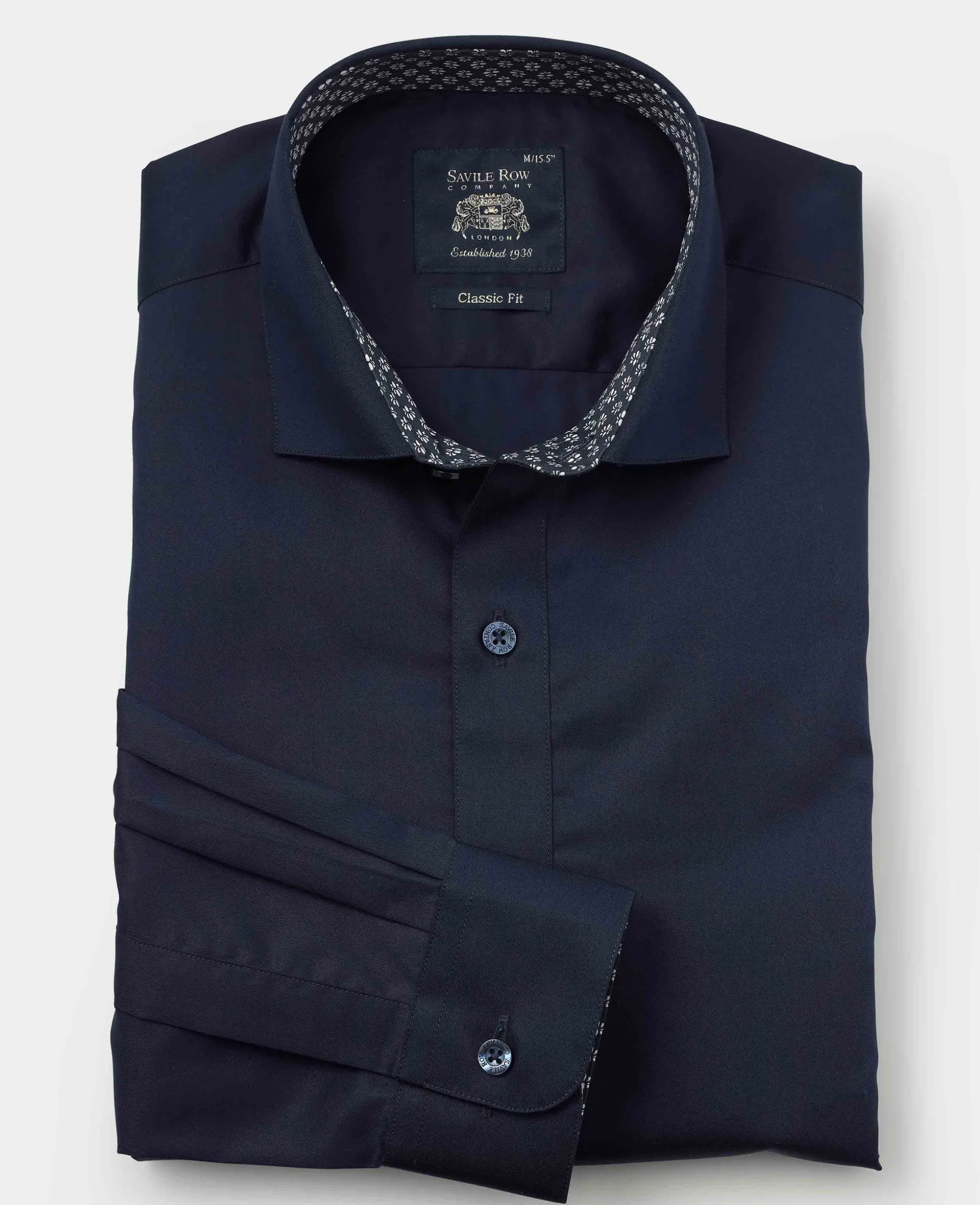 Navy Cotton Twill Classic Fit Smart-Casual Shirt - Single Cuff