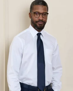 Navy Fine Twill Silk Tie