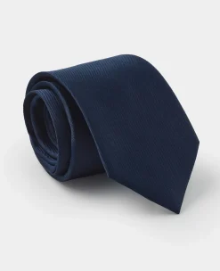 Navy Fine Twill Silk Tie