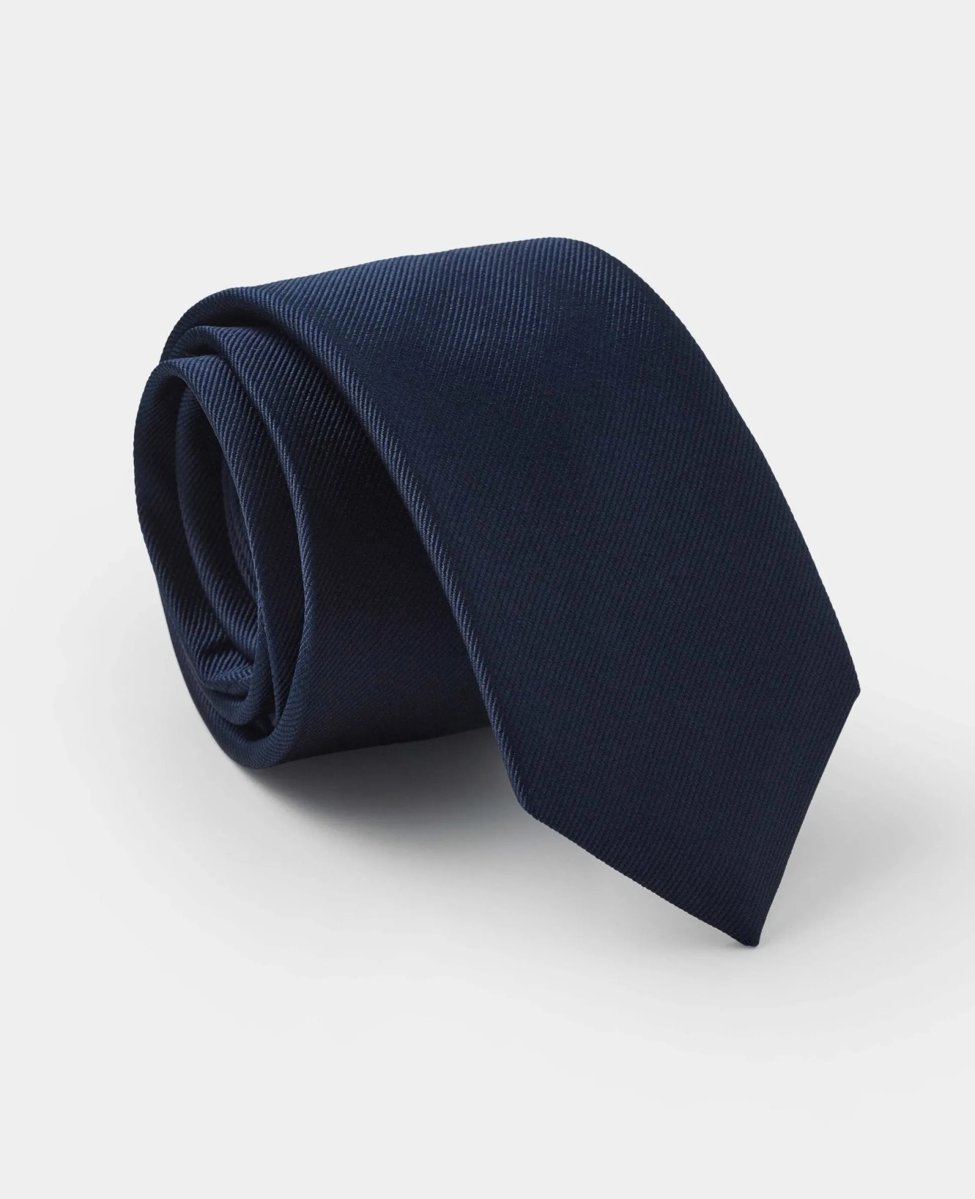 Navy Fine Twill Skinny Silk Tie