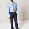 Navy Fine Windowpane Check Tailored Suit Trousers