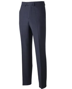 Navy Fine Windowpane Check Tailored Suit Trousers
