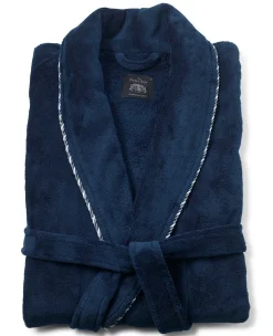 Navy Fleece Rope Edge Dressing Gown
