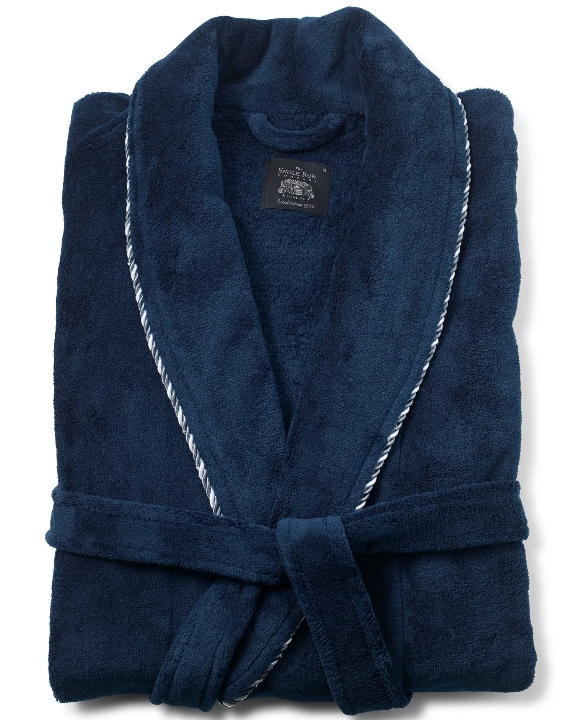 Navy Fleece Rope Edge Dressing Gown
