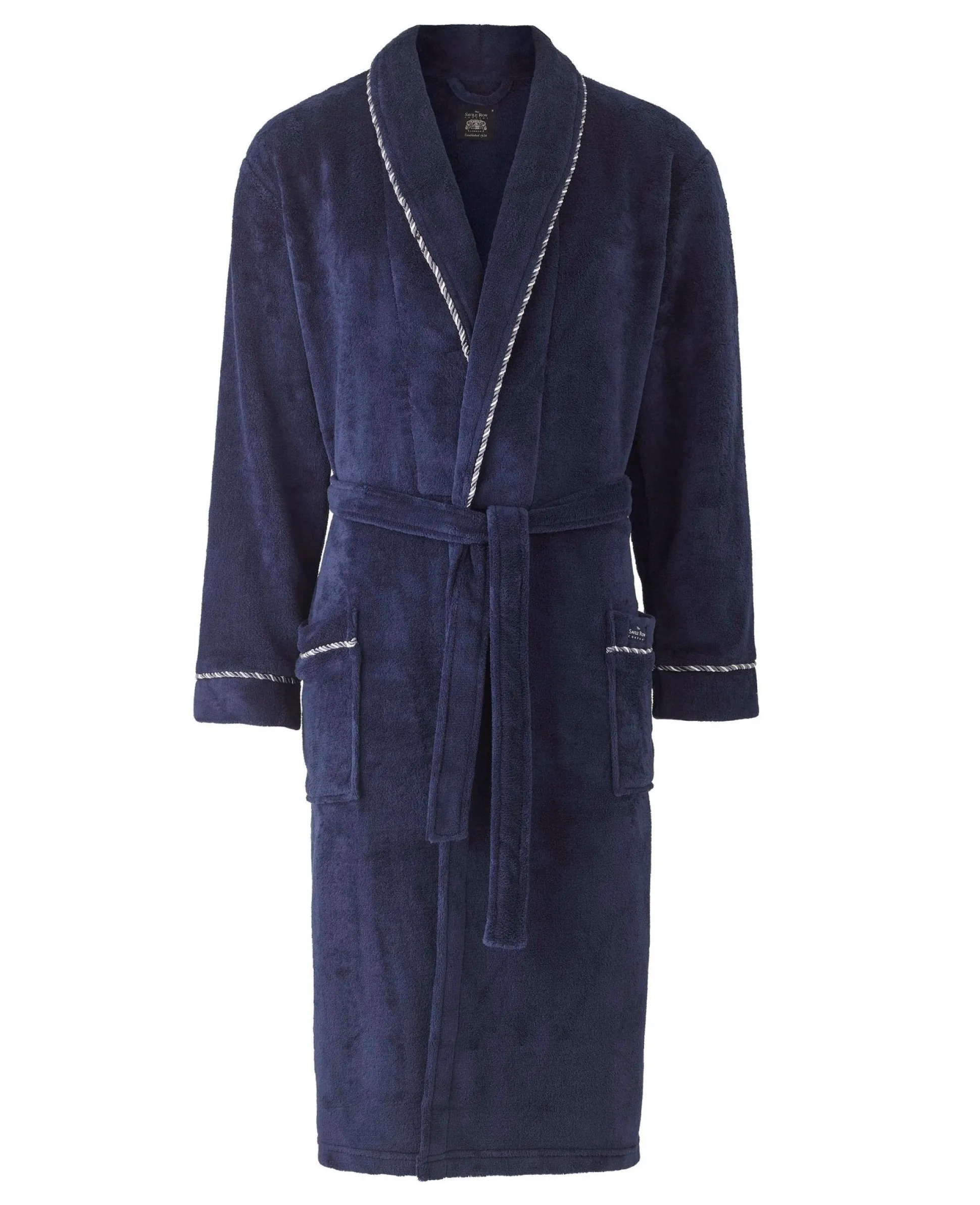 Navy Fleece Rope Edge Dressing Gown
