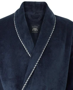 Navy Fleece Rope Edge Dressing Gown