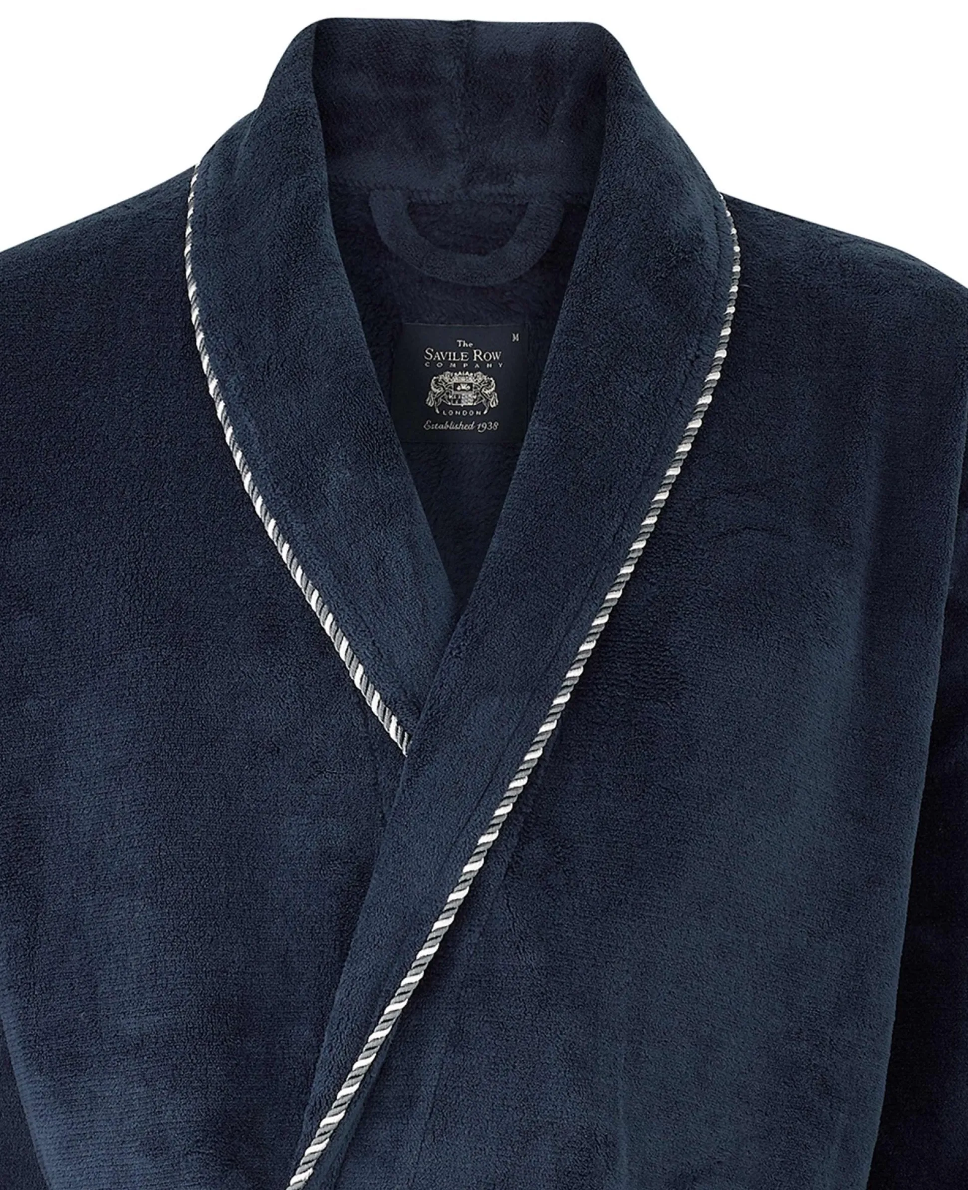 Navy Fleece Rope Edge Dressing Gown