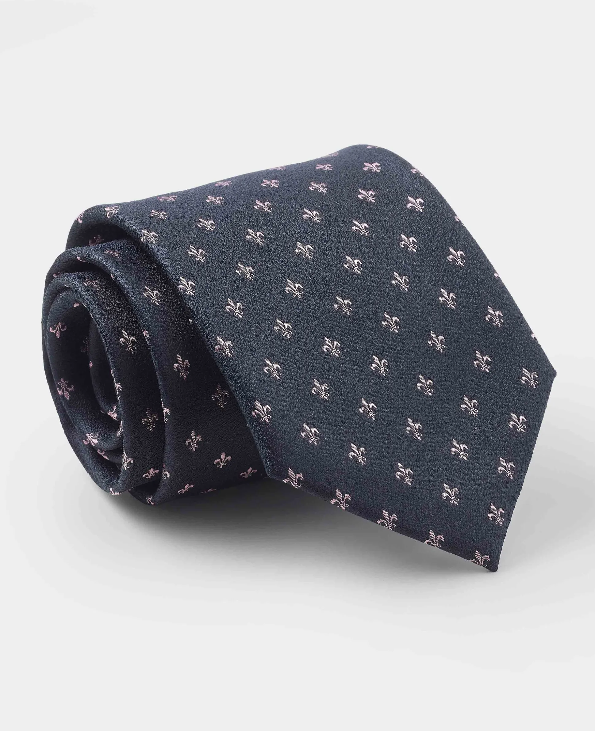 Navy Fleur De Lys Silk Tie