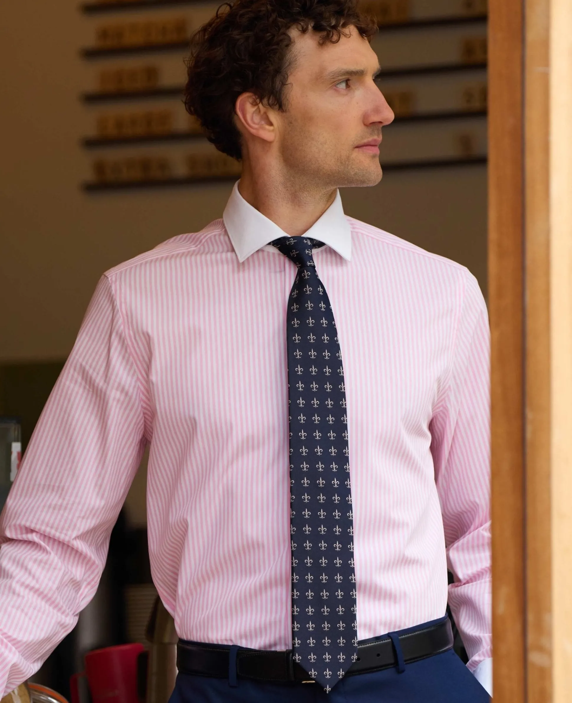 Navy Fleur De Lys Silk Tie