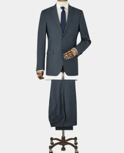 Navy Herringbone Wool-Blend Suit Jacket