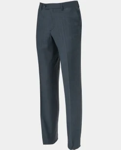 Navy Herringbone Wool-Blend Suit Trousers