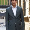 Navy Herringbone Wool-Blend Suit