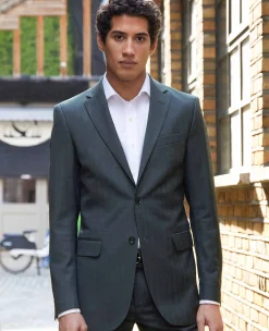 Navy Herringbone Wool-Blend Suit