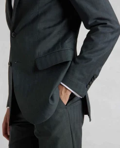Navy Herringbone Wool-Blend Suit