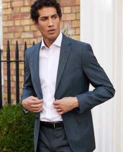 Navy Herringbone Wool-Blend Suit