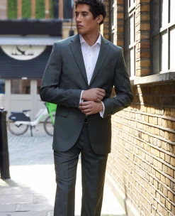 Navy Herringbone Wool-Blend Suit