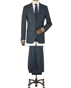 Navy Herringbone Wool-Blend Suit
