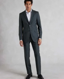 Navy Herringbone Wool-Blend Suit