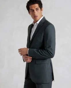 Navy Herringbone Wool-Blend Suit