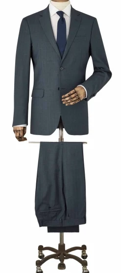 Navy Herringbone Wool-Blend Suit